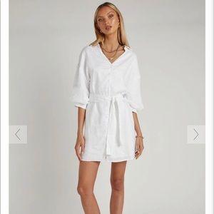Dissh Libby White Linen Shirt Dress